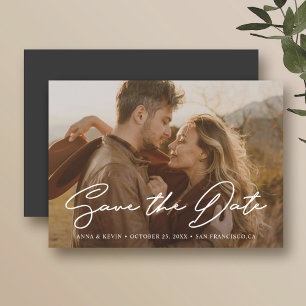 Modern Minimalist Photo Save the Date Wedding  Magnetic Invitation