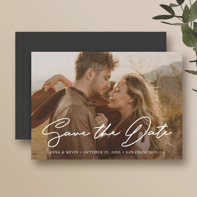 Modern Minimalist Photo Save the Date Wedding  Magnetic Invitation (Creator Uploaded)