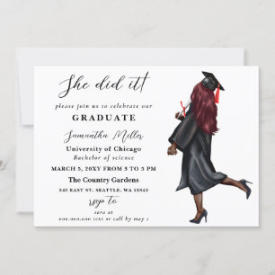 Modern Minimalist Photo She Did It Graduation Invitation