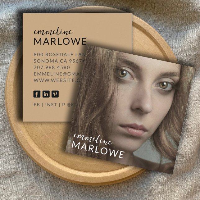 Modern Minimalist Photo Square Business Card (Creator Uploaded)