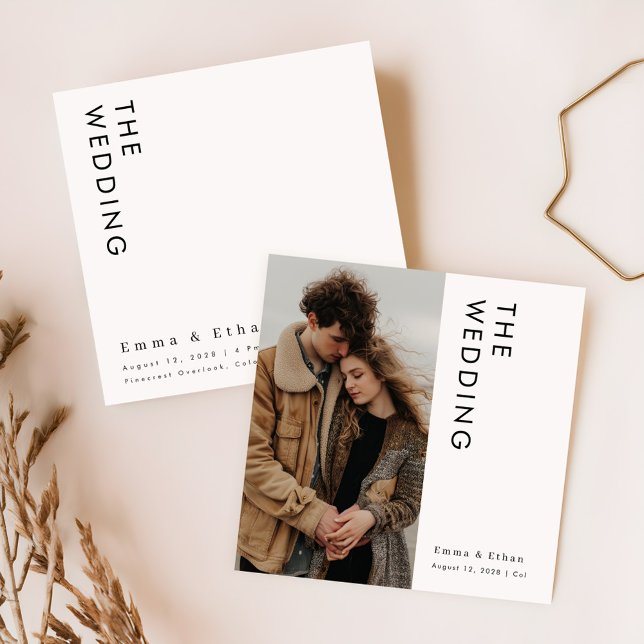 Modern Minimalist Photo Square Wedding Invitation (Creator Uploaded)