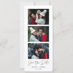 Modern minimalist Photo strip Save the date Announcement