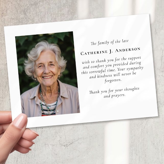 Modern Minimalist Photo Sympathy Funeral Thank You Card (Creator Uploaded)