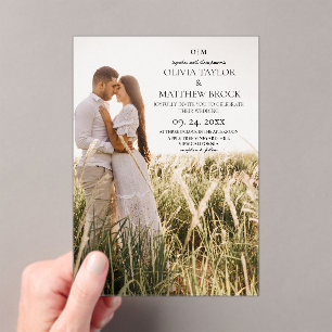 Modern Minimalist Photo Wedding  Acrylic Invitations