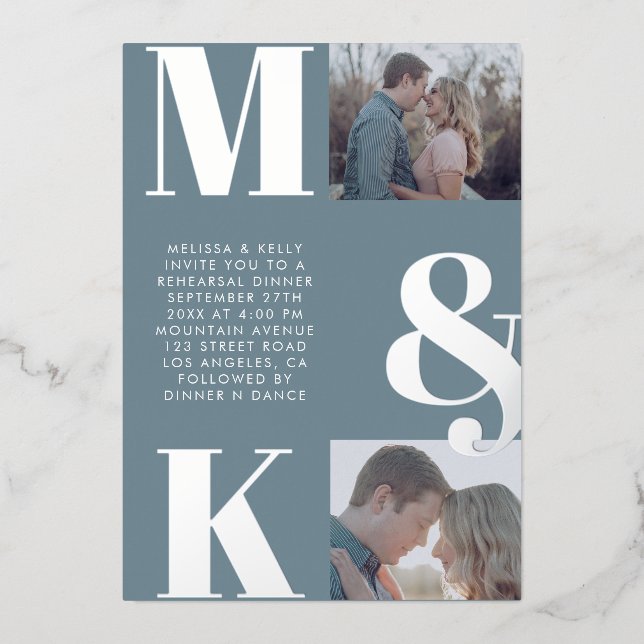 Modern Minimalist Photo Wedding Bold Monogram (Front)