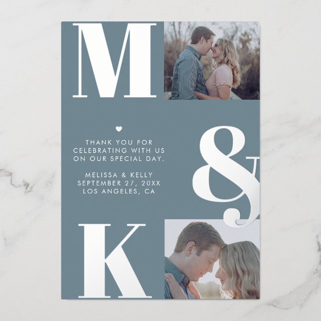 Modern Minimalist Photo Wedding Bold Monogram (Front)