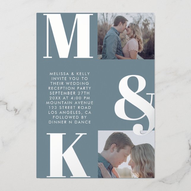 Modern Minimalist Photo Wedding Bold Monogram (Front)