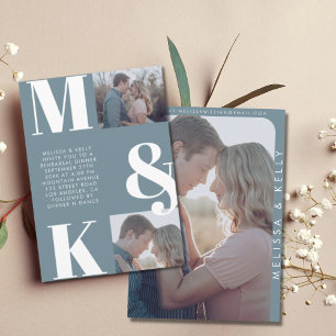 Modern Minimalist Photo Wedding Bold Monogram Invitation