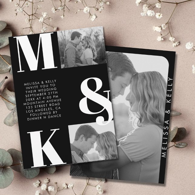 Modern Minimalist Photo Wedding Bold Monogram Invitation (Creator Uploaded)