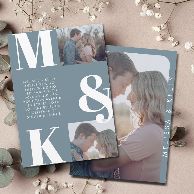 Modern Minimalist Photo Wedding Bold Monogram Invitation (Creator Uploaded)