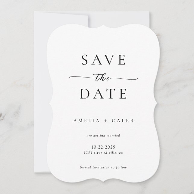 Modern Minimalist Photo Wedding Bracket Save The Date (Front)