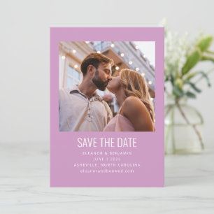 Modern Minimalist Photo Wedding Cute Purple Save The Date