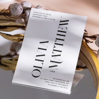 Modern minimalist photo wedding engagement party invitation