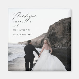 Modern Minimalist Photo Wedding Favours Thank You Magnet