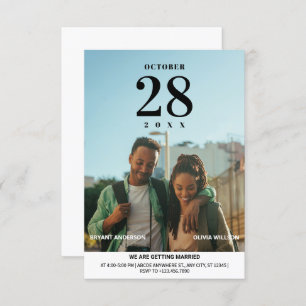 Modern minimalist photo wedding  invitation