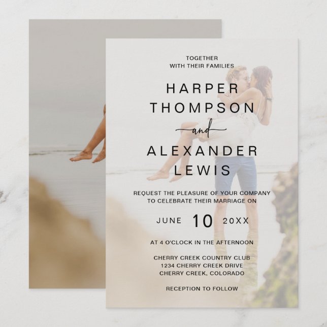 Modern Minimalist Photo Wedding Invitation (Front/Back)