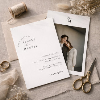 Modern Minimalist Photo Wedding Invitation