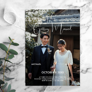 Modern minimalist photo wedding  invitation