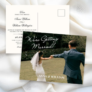 Modern minimalist photo wedding invitation postcard