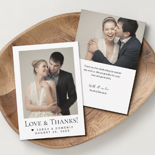 Modern Minimalist Photo Wedding Love & Thanks Thank You Card