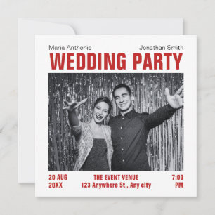 Modern minimalist photo wedding party invitation