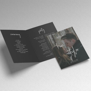 Modern minimalist photo wedding program