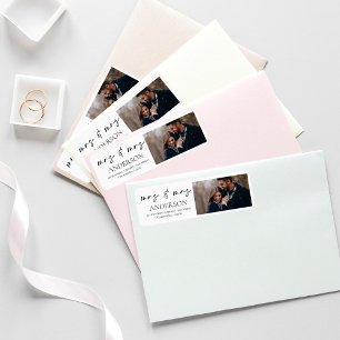 Modern Minimalist Photo Wedding Return Address Return Address Label