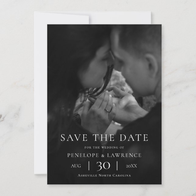 Modern Minimalist Photo Wedding Save the Date (Front)