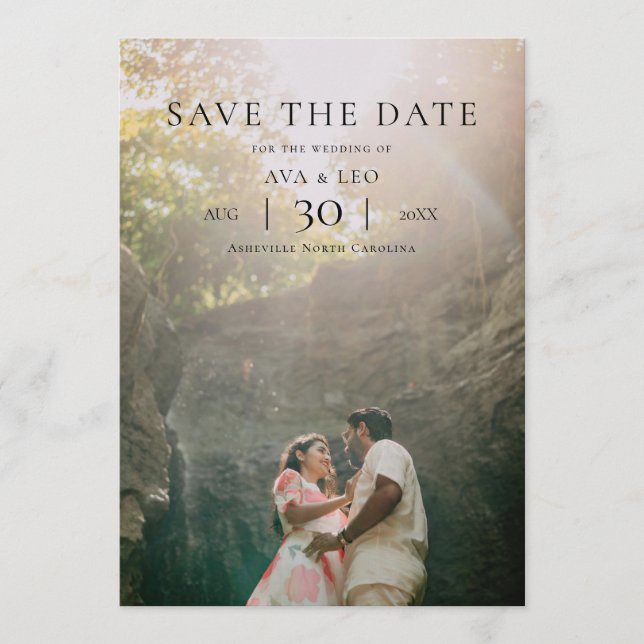 Modern Minimalist Photo Wedding Save the Date (Front)