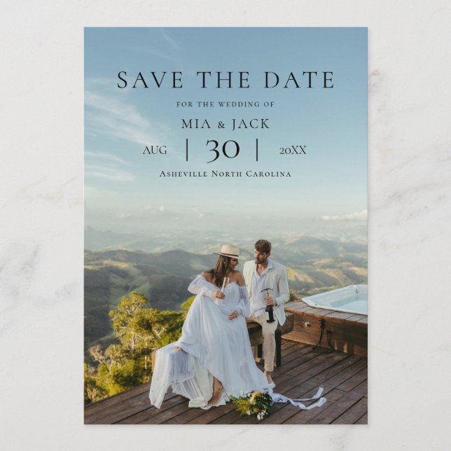Modern Minimalist Photo Wedding Save the Date (Front)