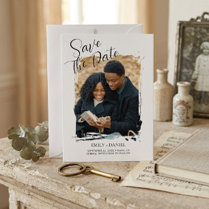 Modern Minimalist Photo Wedding Save the Date Announcement