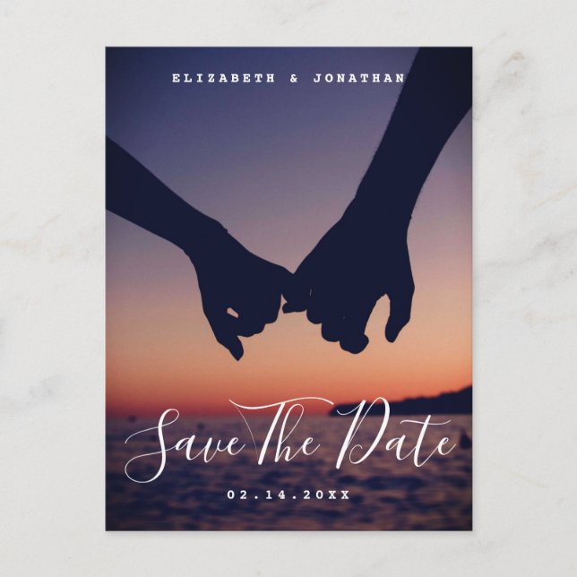 Modern Minimalist Photo Wedding Save The Date Announcement Postcard (Front)