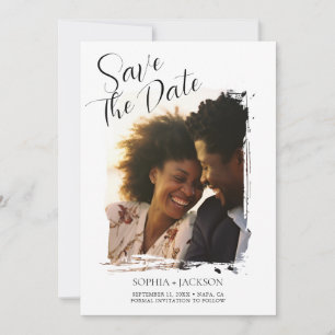 Modern Minimalist Photo Wedding Save the Date Card