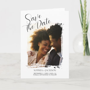 Modern Minimalist Photo Wedding Save the Date Holiday Card