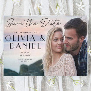 Modern Minimalist Photo Wedding Save the Date Invitation