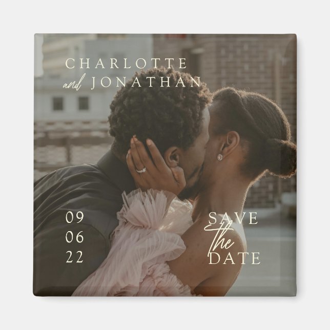 Modern Minimalist Photo Wedding Save The Date Magnet (Front)