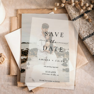 Modern Minimalist Photo Wedding Save the Date Vellum Invitations