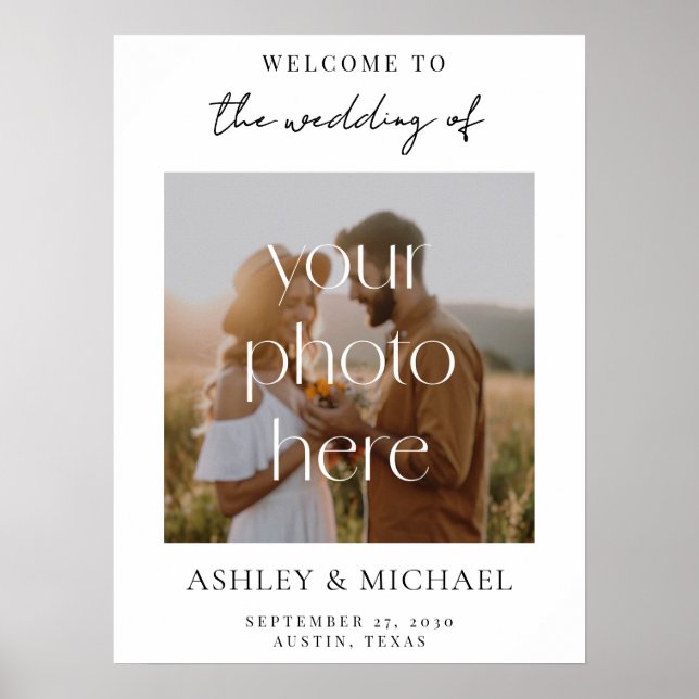 Modern Minimalist Photo Wedding Sign Poster (Front)