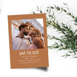 Modern Minimalist Photo Wedding Terracotta Save The Date<br><div class="desc">Modern Minimalist Photo Wedding Save the Date in Boho Terracotta Brown</div>