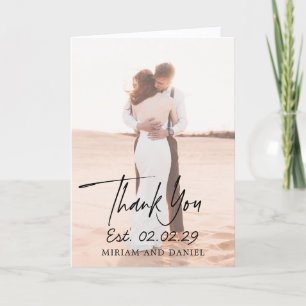 Modern Minimalist Photo Wedding Thank You Card