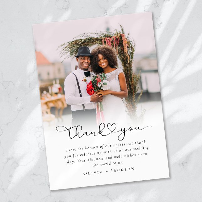 Modern Minimalist Photo Wedding Thank You Card (Creator Uploaded)
