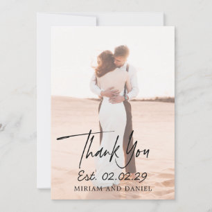 Modern Minimalist Photo Wedding Thank You Card
