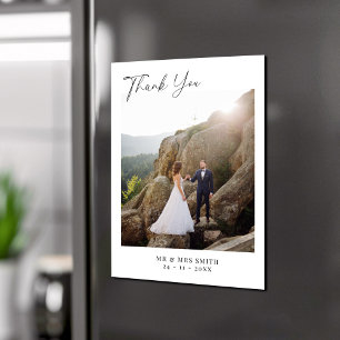 Modern Minimalist Photo Wedding Thank You Magnetic Invitation