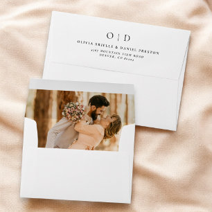Modern Minimalist Photo White Wedding  Envelope