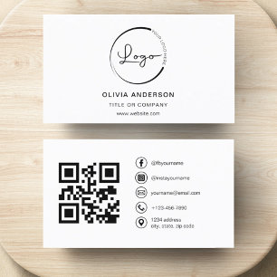 Modern Minimalist Photo with QR Code Social Media Business Card
