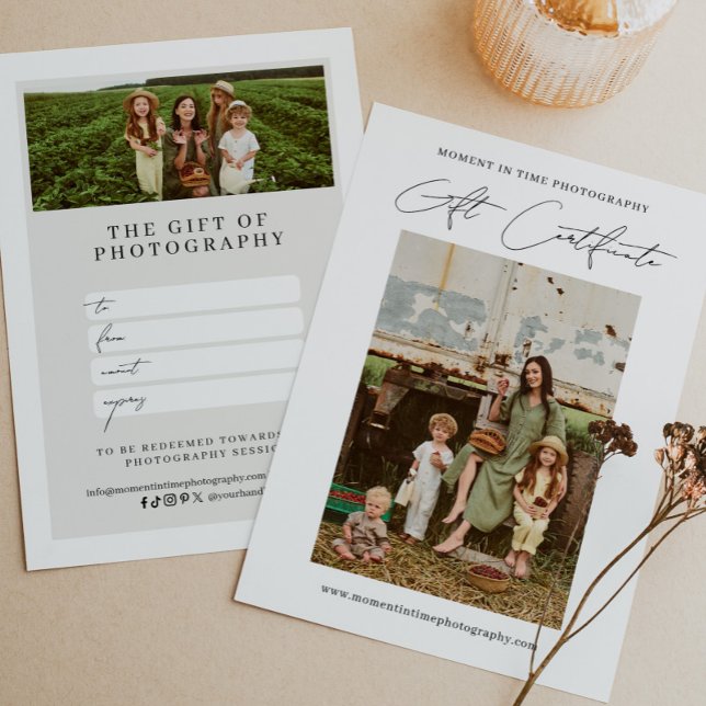 Modern Minimalist Photography Gift Certificate (Creator Uploaded)