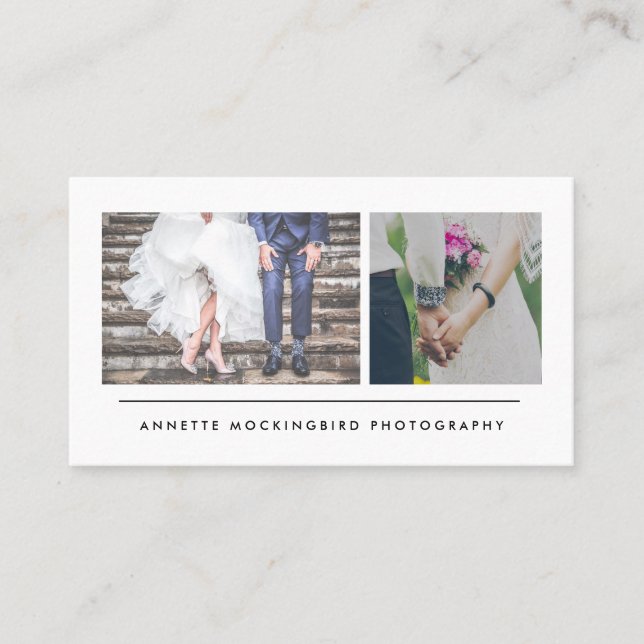 Modern Minimalist Photography Two Photos Business Card (Front)