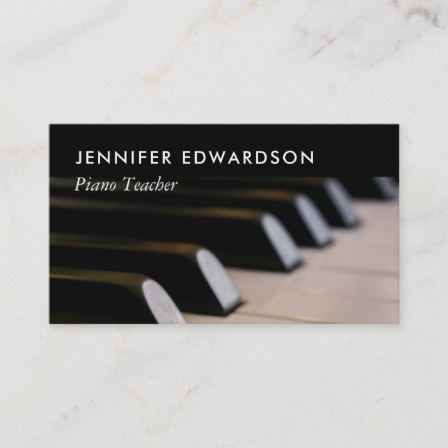 Modern minimalist piano teacher professional business card (Front)