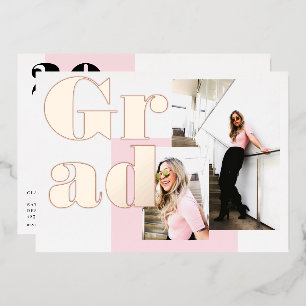 Modern minimalist pink 2 photos graduation