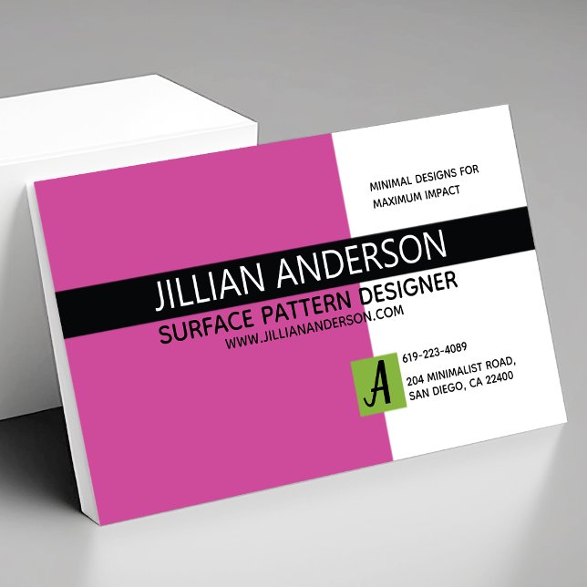 Modern Minimalist Pink and Black Business Card (Creator Uploaded)